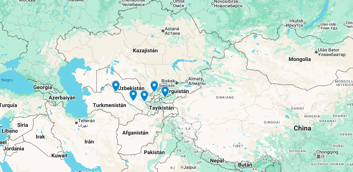 Mapa de la ruta per Uzbekistan — Ruta de la Seda