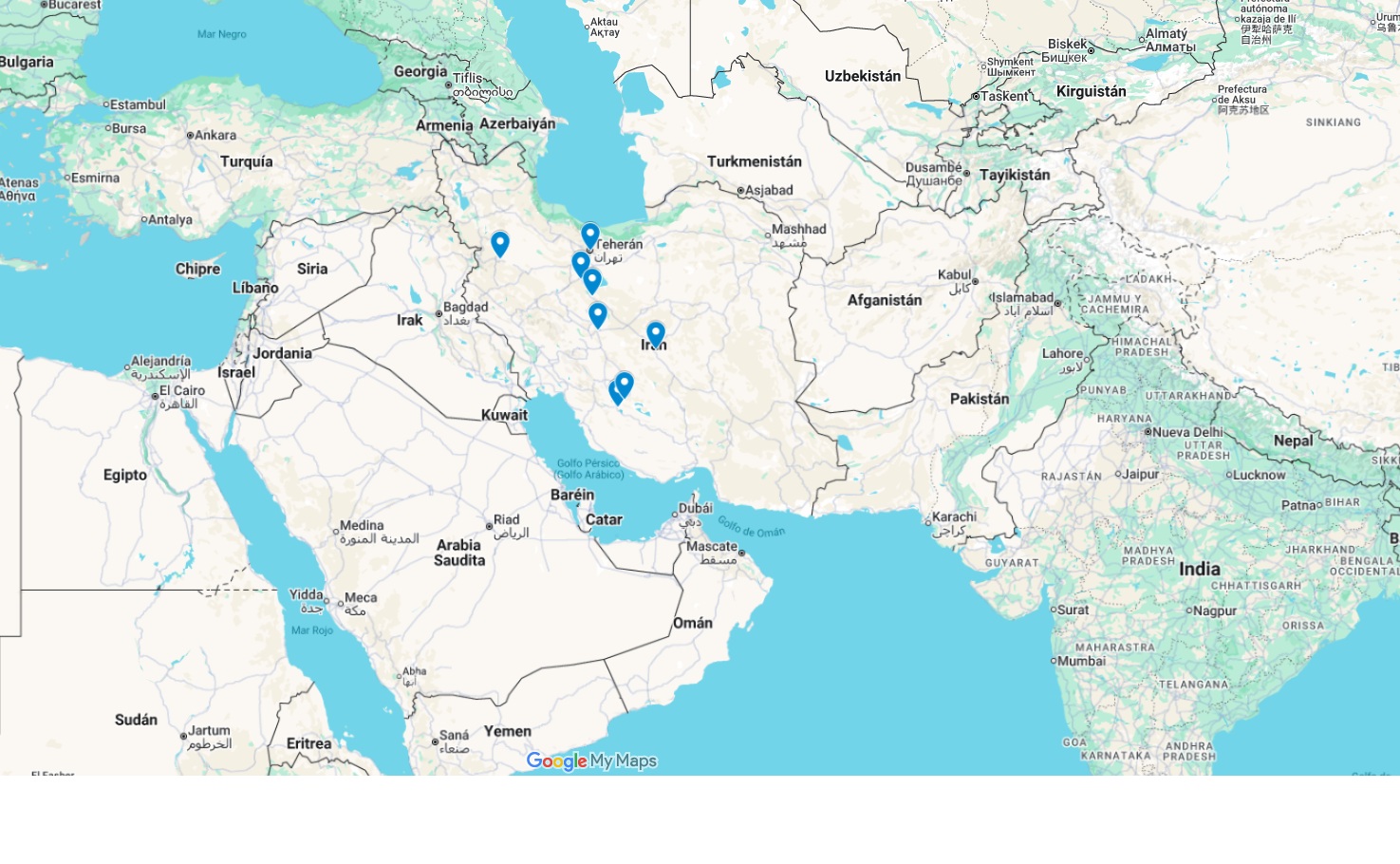 Mapa de l'Iran amb la ruta de 8 destins en 25 dies