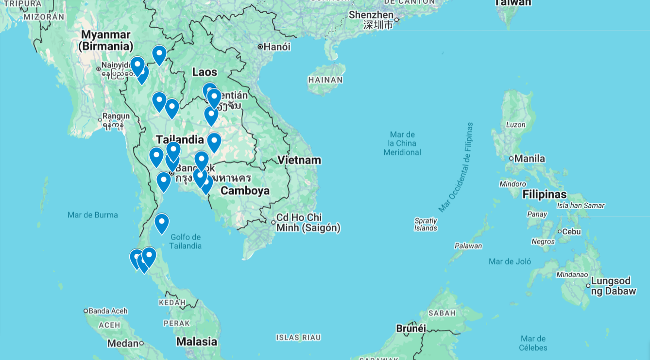 Mapa de Tailàndia — ruta completa