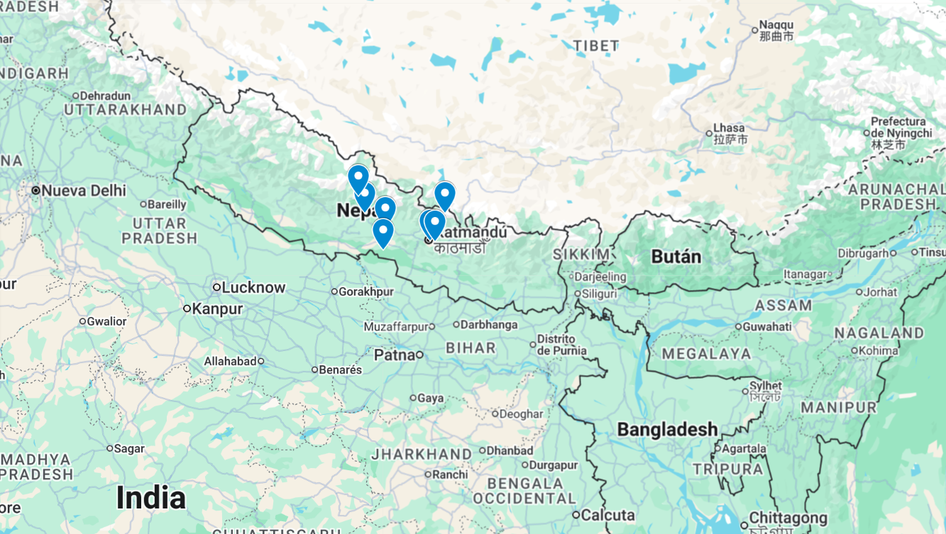 Mapa de la ruta pel Nepal