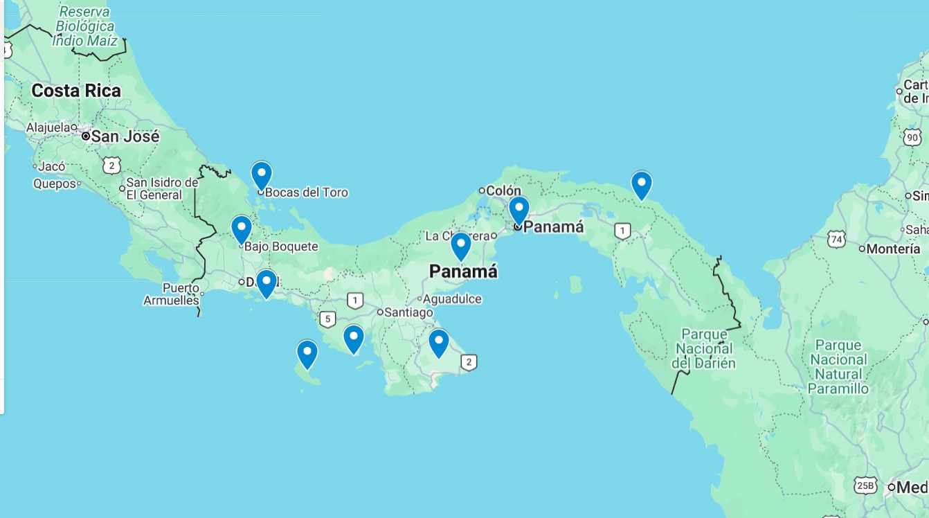 Mapa de la ruta per Panamà — 8 destins en 1 mes
