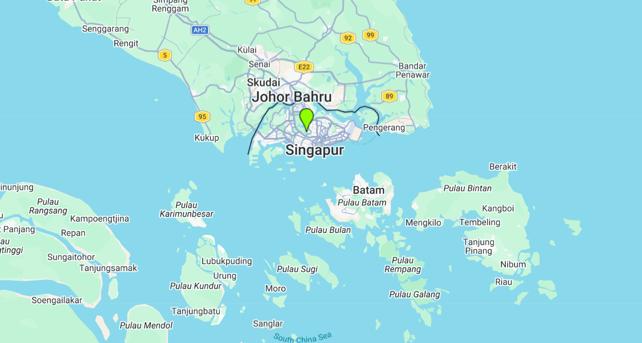Mapa de Singapur — ruta pels barris principals