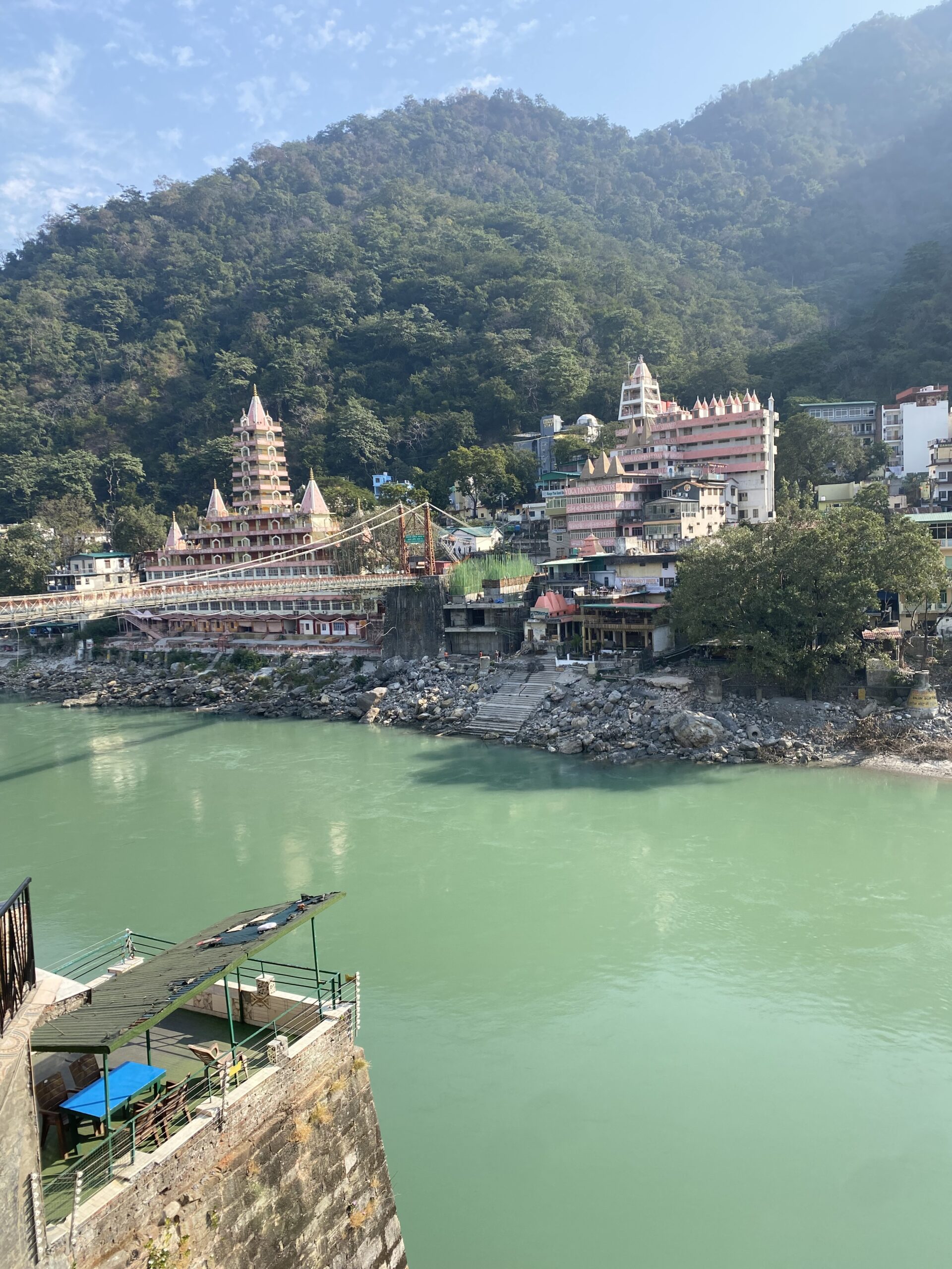 Rishikesh, Índia Temples i edificis espirituals al costat del riu Ganges a Rishikesh.
